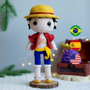 RECEITA PADRÃO DE AMIGURUMI MONKEY D. LUFFY (ONE PIECE) - PDF