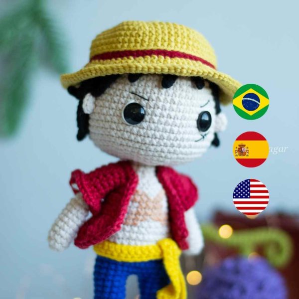 RECEITA PADRÃO DE AMIGURUMI MONKEY D. LUFFY (ONE PIECE) - PDF