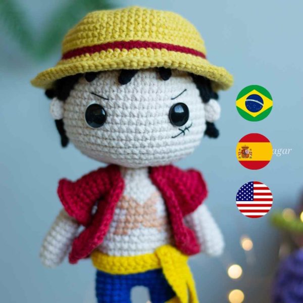 RECEITA PADRÃO DE AMIGURUMI MONKEY D. LUFFY (ONE PIECE) - PDF